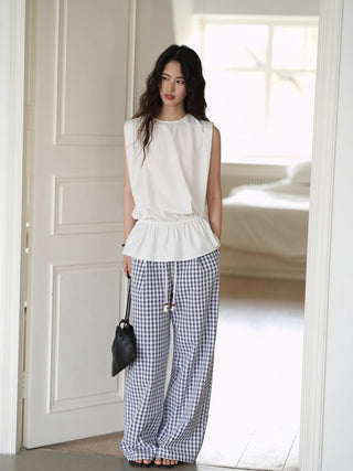 white sleeveless top