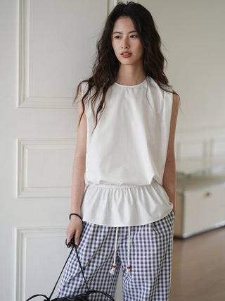white sleeveless top