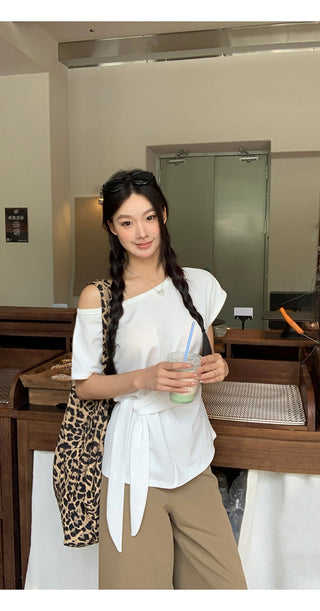 white strapless top