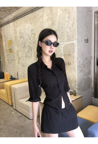 black A-line skirt