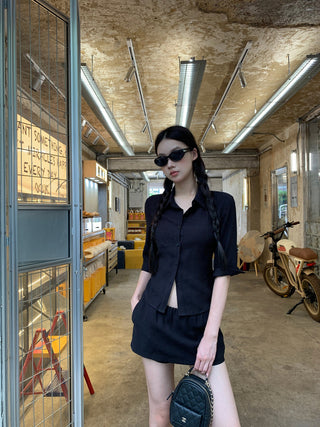 black A-line skirt