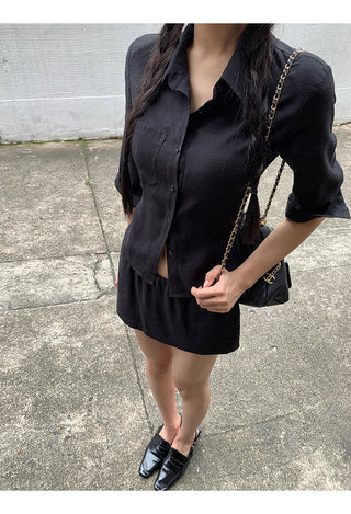 black A-line skirt
