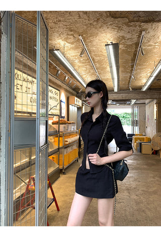 black A-line skirt