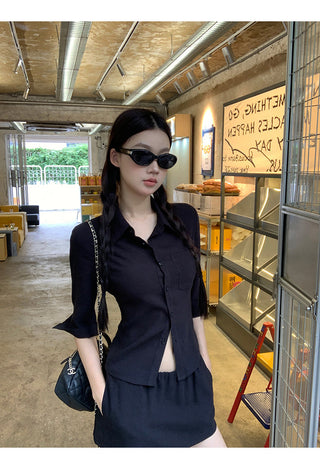 black A-line skirt