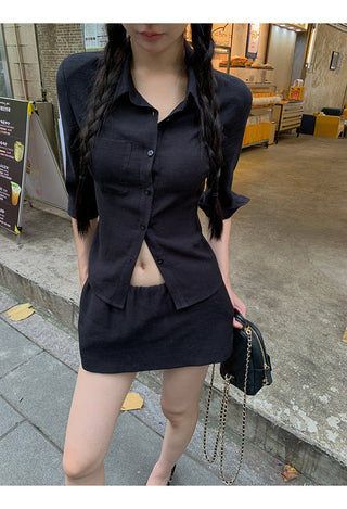 black A-line skirt