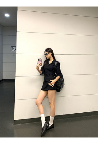 black A-line skirt