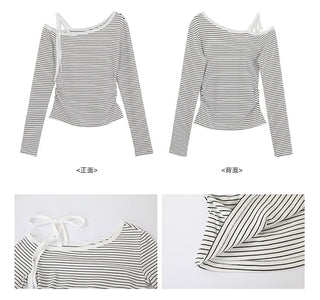 striped shoulder top
