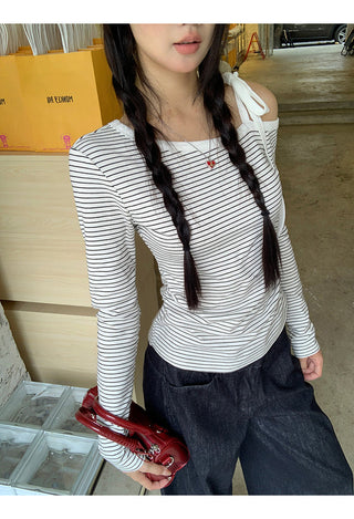 striped shoulder top