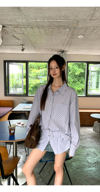 blue striped shirt