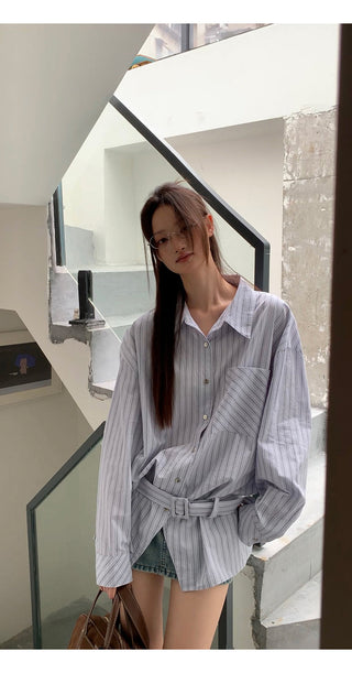 blue striped shirt
