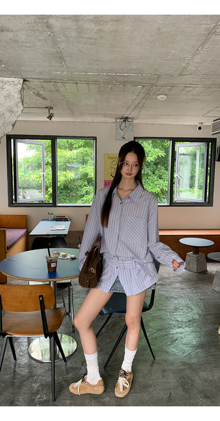 blue striped shirt