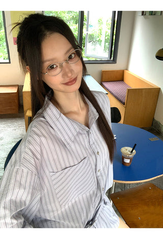 blue striped shirt