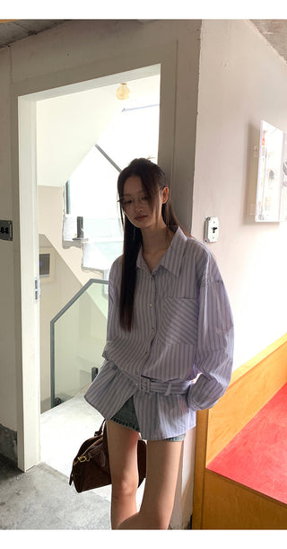 blue striped shirt