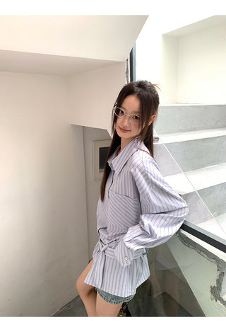 blue striped shirt