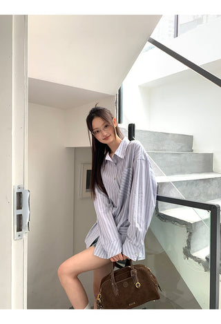blue striped shirt