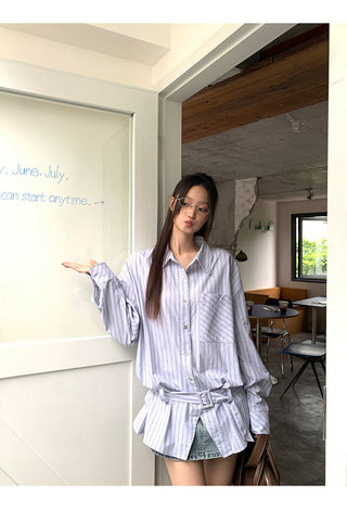 blue striped shirt