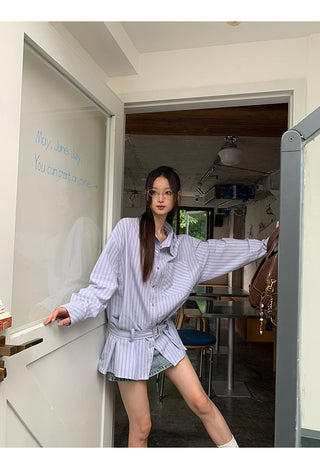 blue striped shirt