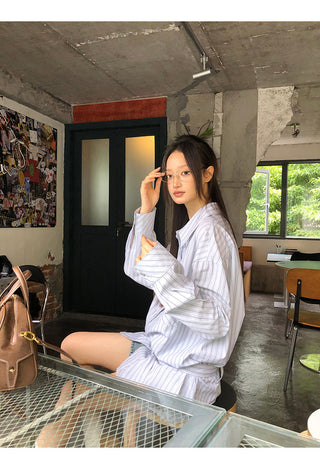 blue striped shirt