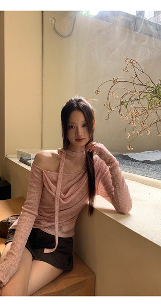 pink knit top