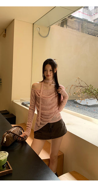 pink knit top