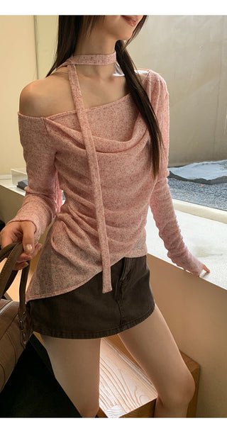 pink knit top