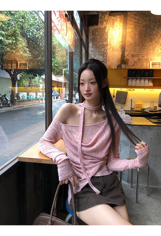 pink knit top