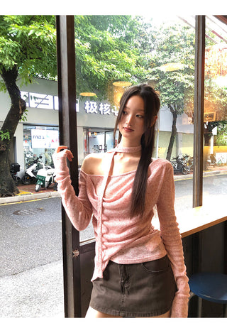 pink knit top