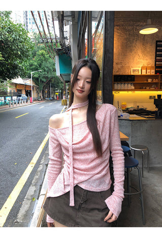 pink knit top