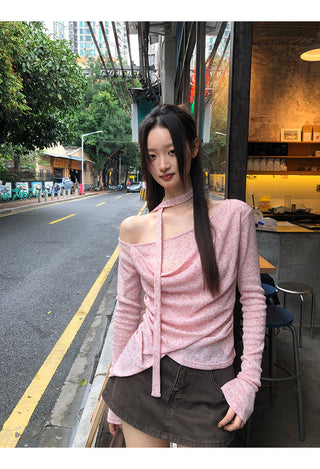 pink knit top