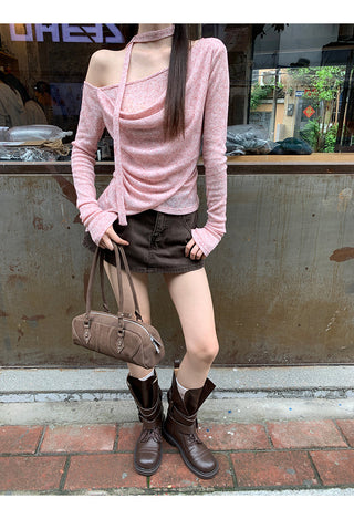 pink knit top