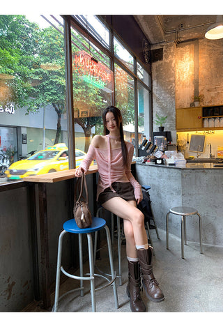 pink knit top