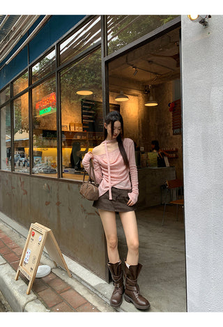 pink knit top
