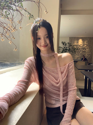 pink knit top