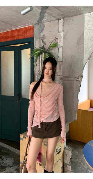 pink knit top