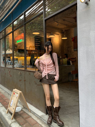pink knit top
