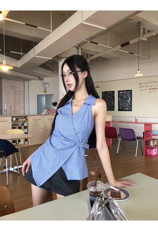 blue striped shirt