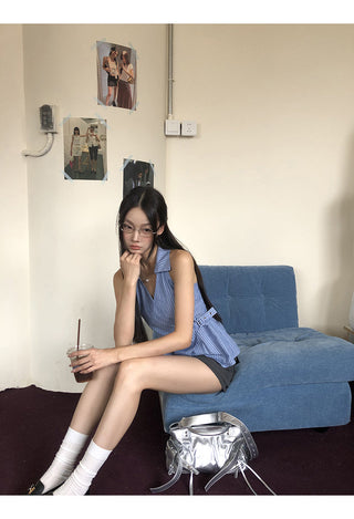 blue striped shirt