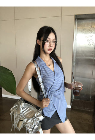 blue striped shirt