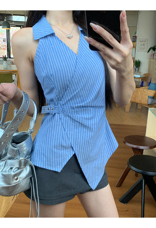 blue striped shirt