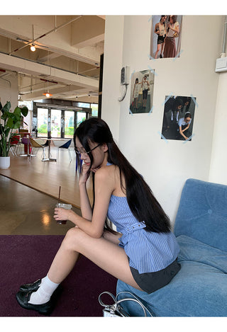 blue striped shirt