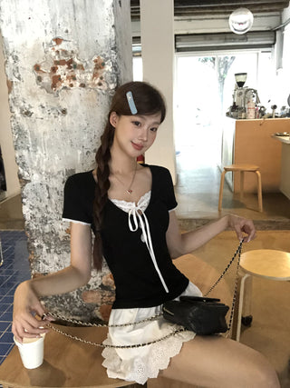 black lace top