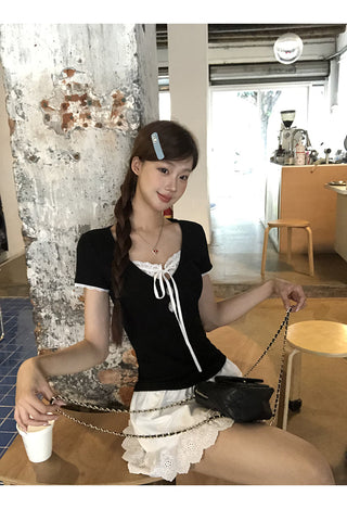 black lace top