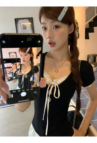 black lace top