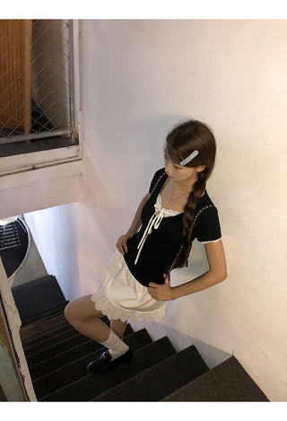 black lace top