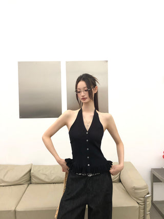backless halter top