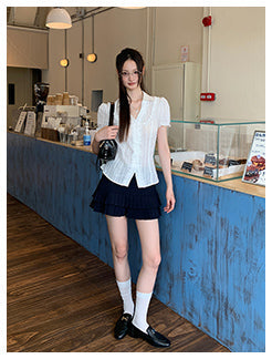 pleated A-line skirt