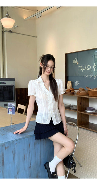 pleated A-line skirt