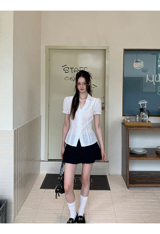 pleated A-line skirt