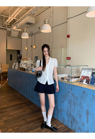 pleated A-line skirt