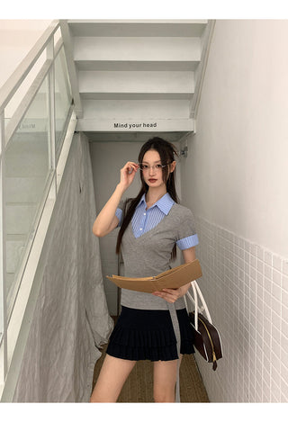 pleated A-line skirt